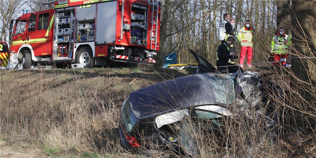 Verletzte nach Unfall zwischen Lünen und Dortmund in Lebensgefahr Ein Auto ist auf der Königsheide vor einen Baum geprallt. Zwei Menschen wurden lebensgefährlich verletzt und kamen in Kliniken.