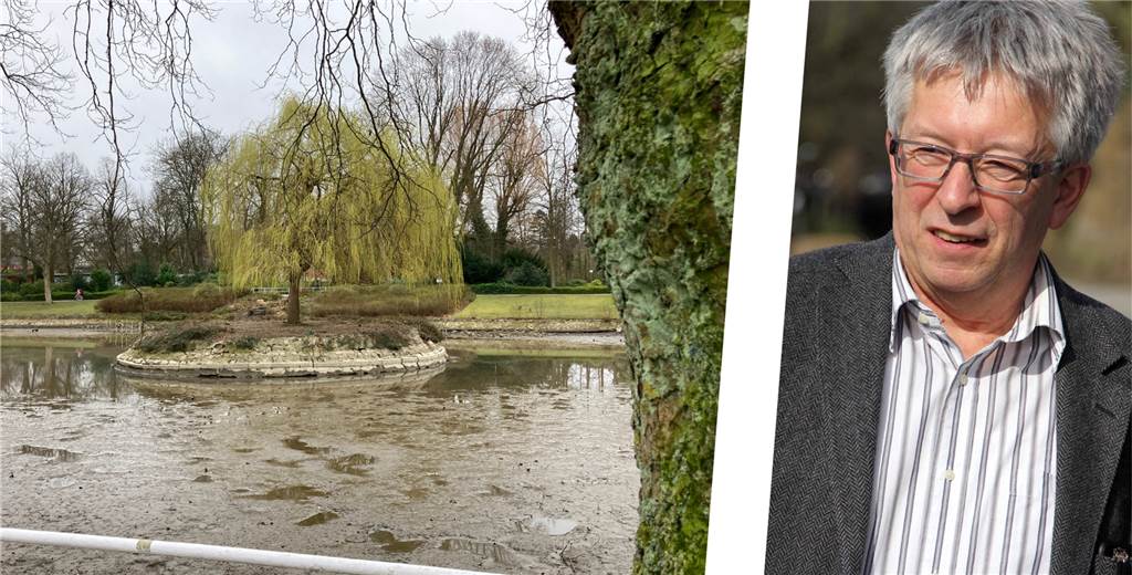 Gondelteich ohne Wasser: EUV-Chef Michael Werner beruhigt Spaziergänger Der Gondelteich liegt gerade quasi trocken. Um den Teich und die Fische müsse man sich aber keine Sorgen machen, so EUV-Vorstand Michael Werner.