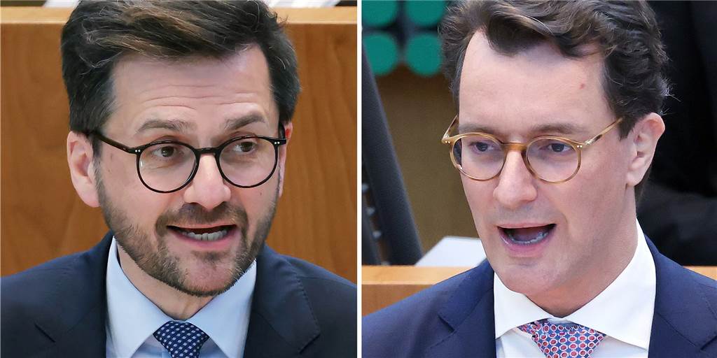 CDU jetzt klar vor der SPD – Wüst gewinnt an Rückhalt Der nordrhein-westfälische SPD-Vorsitzende und Landtagsfraktionschef Thomas Kutschaty (l) und Ministerpräsident Hendrik Wüst (r) sollen ihre Parteien als Spitzenkandidaten in den Landtagswahlkampf führen.
