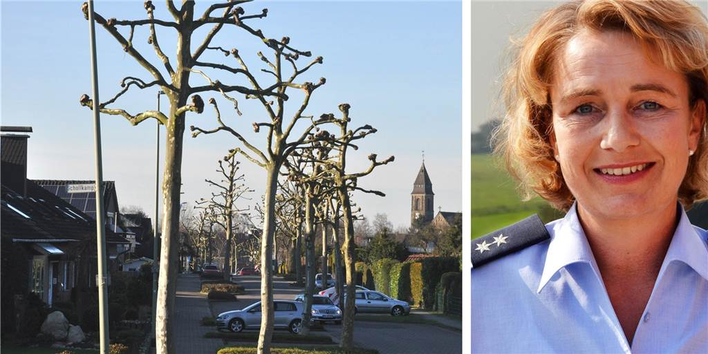 Grapscher schlägt in Schermbeck ein zweites Mal zu Der Kapellenweg in Schermbeck. Rechts: Polizeisprecherin Andrea Margraf.