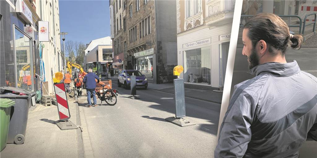 Royal Donuts leidet unter Extrablatt-Baustelle: „Kaum jemand traut sich hier lang“ Ilyas Öcalan von Royal Donuts blickt in Richtung Extrablatt-Baustelle. Er hofft darauf, dass die Friedensstraße nach Eröffnung des neuen Café Extrablatt wieder deutlich lebendiger wird.