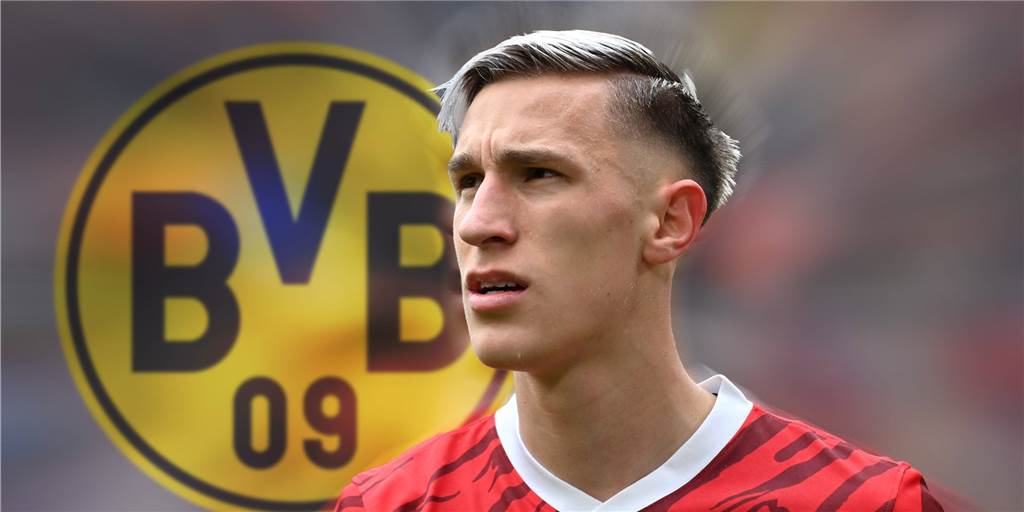 BVB-Umbruch: Schlotterbeck-Transfer ist eine Kampfansage an den FC Bayern Eine Fotomontage zeigt Freiburgs Nico Schlotterbeck vor dem BVB-Wappen.
