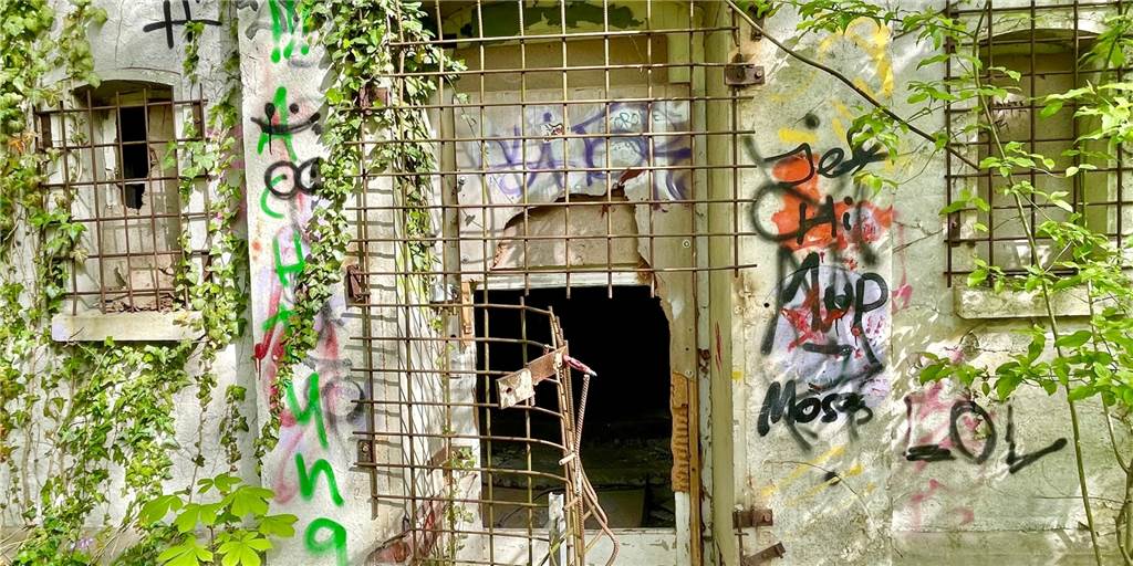 Lost Place direkt am Rombergpark: kein Verbotsschild, kein Tor, aber Lebensgefahr Auf diesem Foto ist gut zu sehen, wie sich Unbekannte Zutritt zu dem Gebäude verschafft haben. Ein Lost Place in bester Lage.