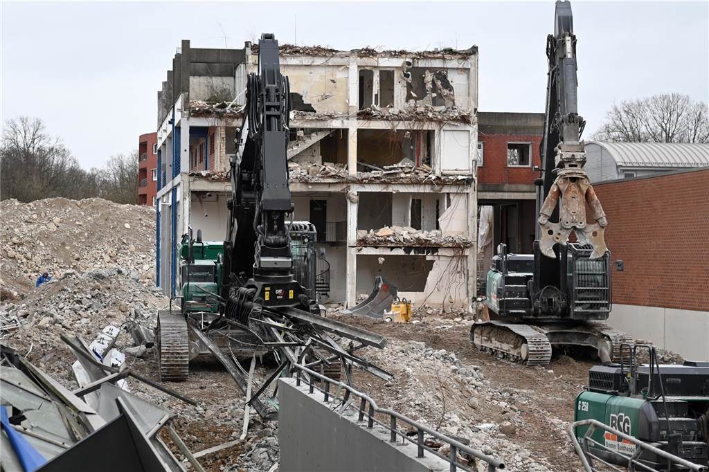 Bagger-Ballett an der Ladenzeile in Barkenberg : Viele Bilder von den Abrissarbeiten
