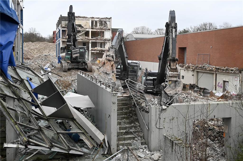 Bagger-Ballett an der Ladenzeile in Barkenberg : Viele Bilder von den Abrissarbeiten