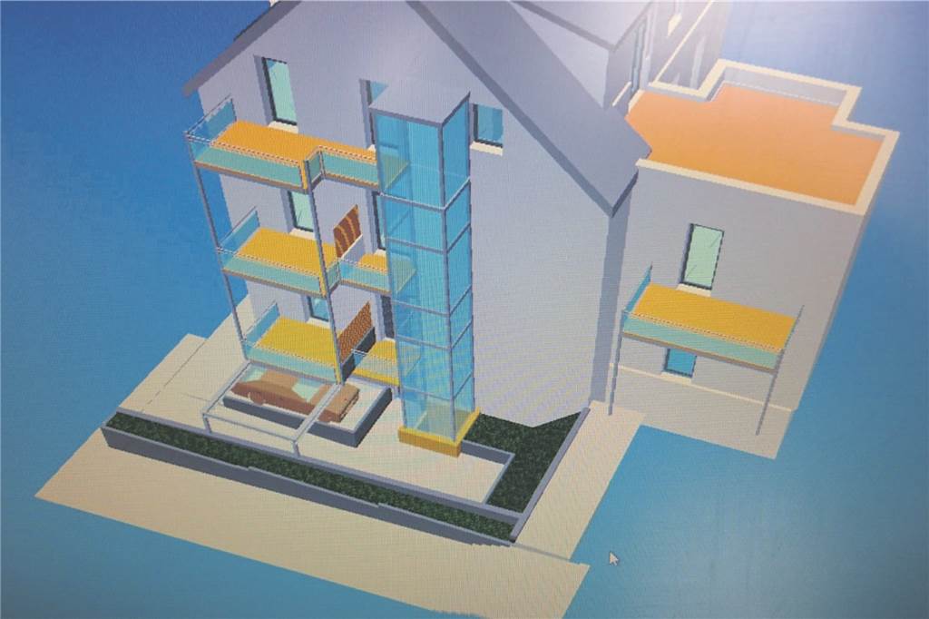 Die Runges hauchen dem Recklinghäuser „Braumeisterhaus“ neues Leben ein Bislang existiert er nur visualisiert: der künftige Außenaufzug.