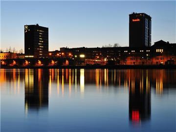 Blick auf das Zentrum der schwedischen Stadt Umea, die zusammen mit der lettischen Hauptstadt Riga Europas Kulturhauptstadt 2014 ist. Foto: Per Lundberg