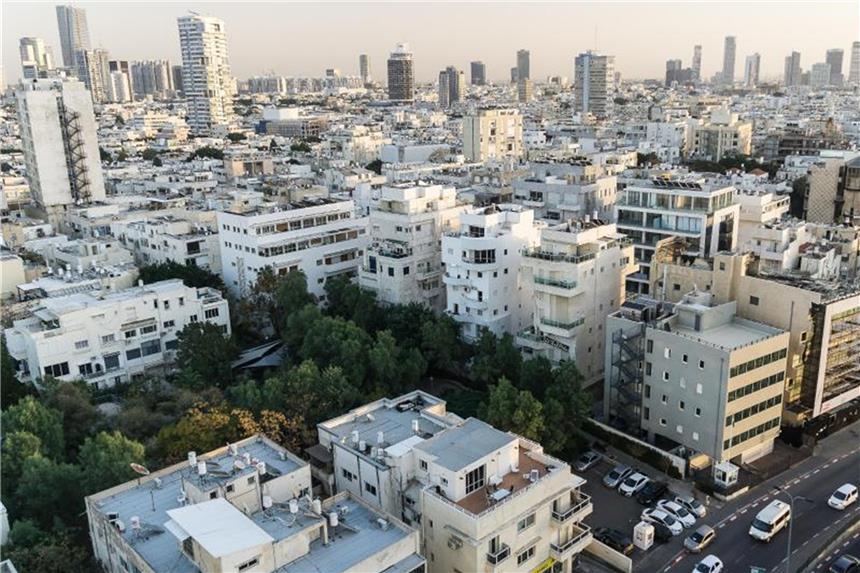 Tel Aviv feiert Bauhaus-Jubiläum in der „Weißen Stadt“ Blick über die „Weiße Stadt“ in Tel Aviv, das große, berühmte Bauhaus-Viertel. Es zählt zum Welterbe der Unesco. Foto: Philipp Laage