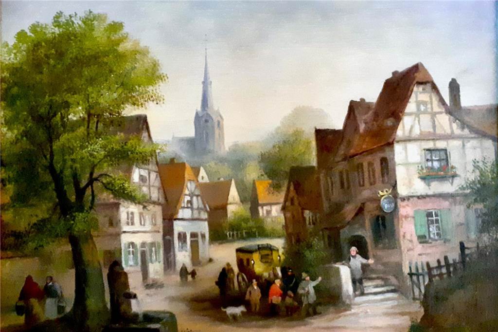 Clemens Wolter: ein Lippramsdorfer Künstler feiert seinen 150. Geburtstag Blick vom Mühlentor zur Sixtuskirche in Haltern (Ölbild im Privatbesitz).