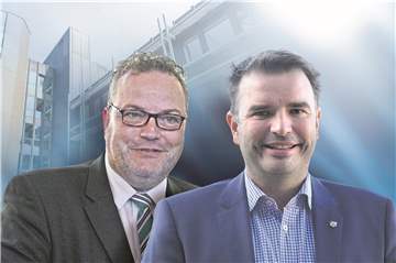 Bodo Klimpel (CDU, l.) und Michael Hübner (SPD) wollen Landrat im Kreis Recklinghausen werden. Am Sonntag ist die Stichwahl.