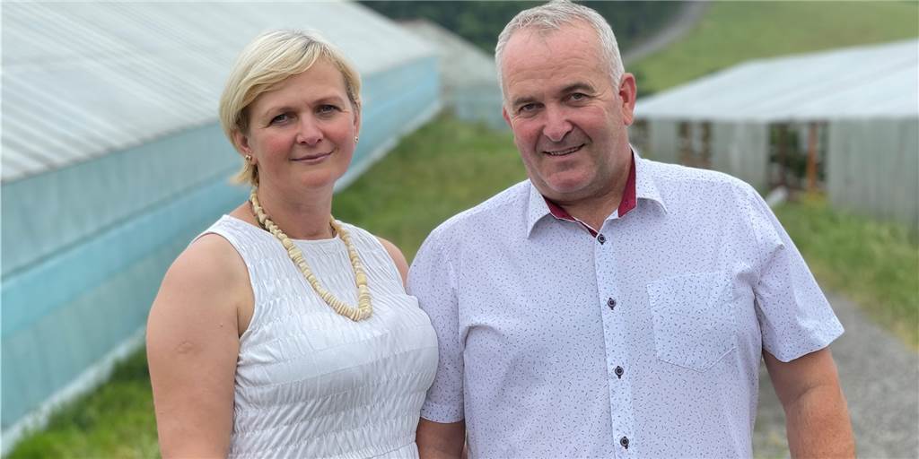Erdbeeren bis Dezember: Durch Innovation zu Besuch beim Präsidenten Bogumila und Wojciech Pajor setzen auf Gurken und Erbeeren, die sie in großen Gewächshäusern anbauen.