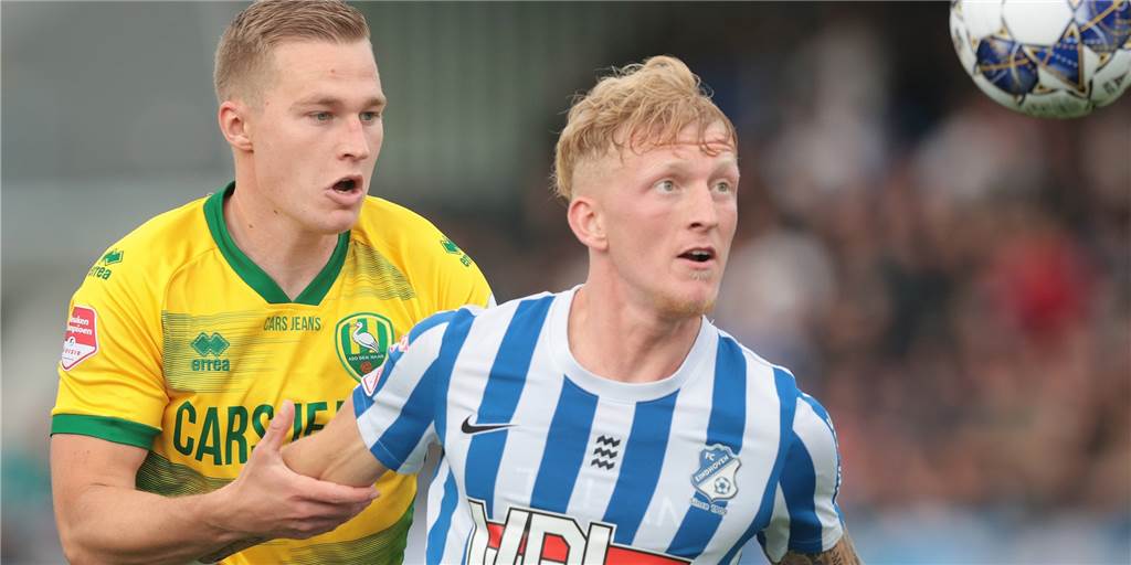 BVB schlägt auf dem Transfermarkt zu: Niederländer soll rechte Seite verstärken Boy Kemper von ADO Den Haag und BVB-Neuzugang Valentino Vermeulen (r.) vom FC Eindhoven im Zweikampf.