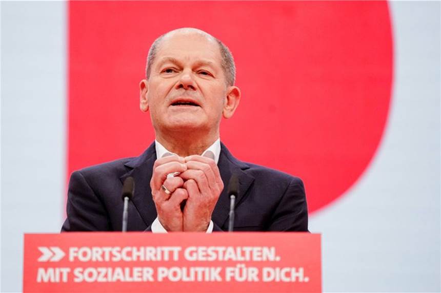 Scholz über Corona: Müssen immer bereit sein umzudenken – auch „Kanzler der Ungeimpften“ Bundeskanzler Olaf Scholz (SPD) spricht beim Bundesparteitag seiner Partei zu den Delegierten.