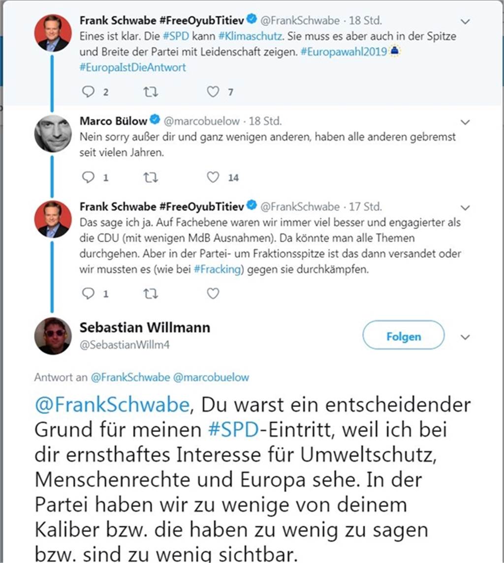 Bundestagsabgeordneter Marco Bülow aus Dortmund und Frank Schwabe im Dialog.