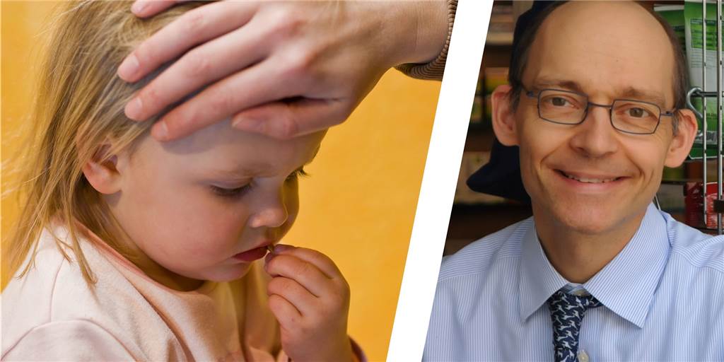 Apotheker Ehrensberger: Manche Kinder-Medizin ist in Castrop-Rauxel knapp Foto-Montage: Krankes Kind Links und Claus Ehrensberger, Sprecher der Apothekerschaft im Kreis Recklinghausen rechts.