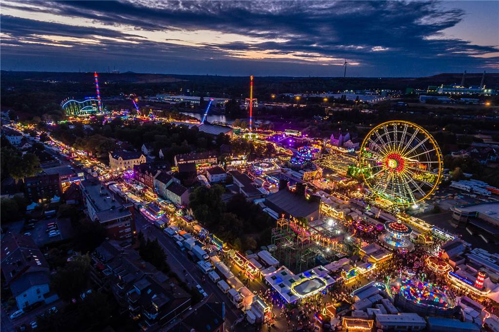 Cranger Kirmes 2022 startet: Alle Infos zum größten Volksfest in NRW Luftaufnahme der Cranger Kirmes in Herne
