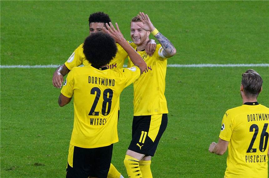 Reus meldet sich zurück - BVB im Schongang in die zweite Pokal-Runde BVB-Kapitän Marco Reus traf wenige Sekunden nach seiner Einwechslung zum 5:0.