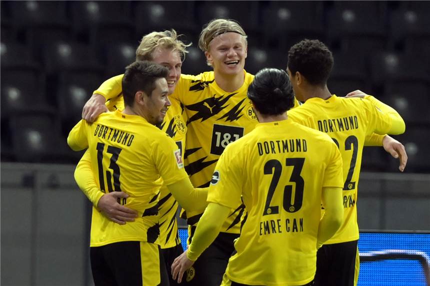 Erling Haaland schießt Hertha BSC ab: BVB-Stürmer verrät seinen „Trick“ BVB-Matchwinner gegen Berlin: Erling Haaland (M.).