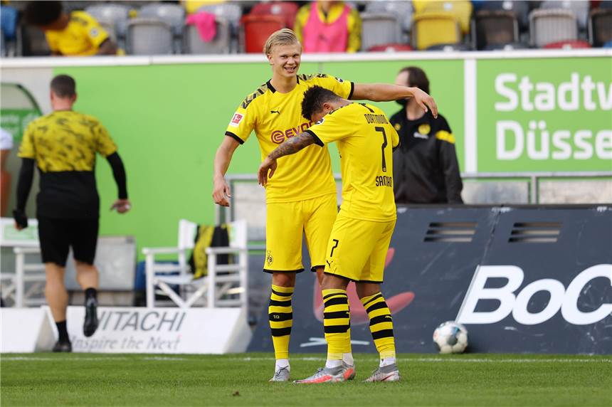 Joker Haaland rettet schwachen BVB - Aufregung um Guerreiro-Handspiel BVB-Matchwinner gegen Düsseldorf: Erling Haaland (l.).
