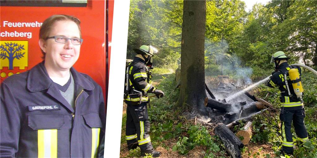 Waldstück in Herbern in Flammen - Feuerwehr verhindert Schlimmeres Casten Gausepohl von der Feuerwehr Ascheberg war bei dem Brand in einem Waldstück in Herbern im Einsatz.