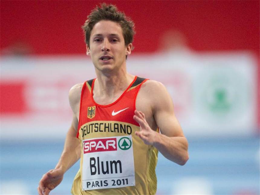 Blum gibt Vollgas: Mit 6,56 Sekunden nahe am Rekord Christian Blum verfehlte den 27 Jahre alten deutschen Hallenrekord des Berliners Sven Matthes nur um 3/100 Sekunden. Foto: Bernd Thissen