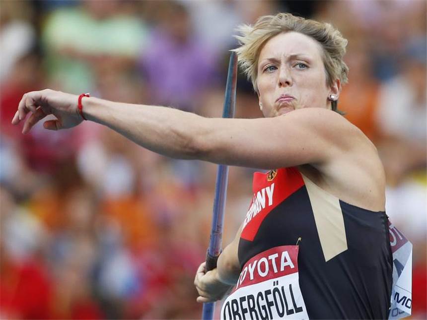 Endlich Gold: Obergföll landet den großen Wurf Christina Obergföll siegt bei der WM im Speerwurf. Foto: Keirm Okten