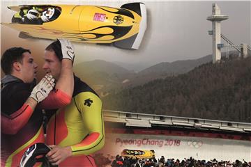 Christopher Weber (links) mit seinem Piloten Johannes Lochner. Bei den Olympischen Spielen in Pyeongchang traten die beiden an, um eine Medaille zu gewinnen. Sie kamen ohne nach Hause.