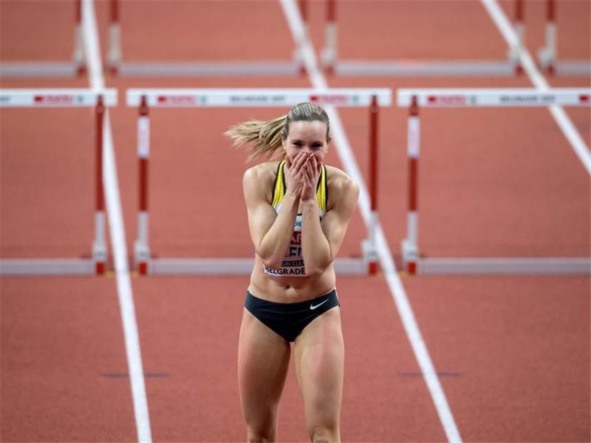 Die neue deutsche Hürden-Herrlichkeit Cindy Roleder siegte bei der EM über 60 Meter Hürden. Foto: Sven Hoppe