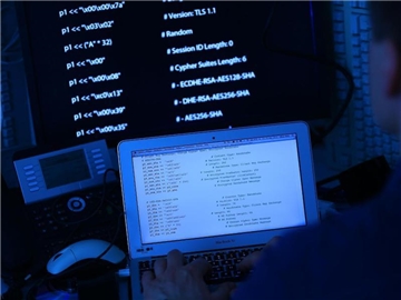 Computer mit Quellcode: Das britische Parlament ist Ziel einer Cyber-Attacke. Foto: Oliver Berg