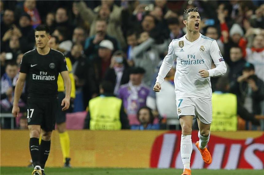 Ronaldo trifft doppelt beim 3:1 - Kantersieg für Liverpool Cristiano Ronaldo (r) hat mit seinen zwei Toren Real Madrid zum Sieg gegen Paris Saint-Germain geführt. Foto: Paul White