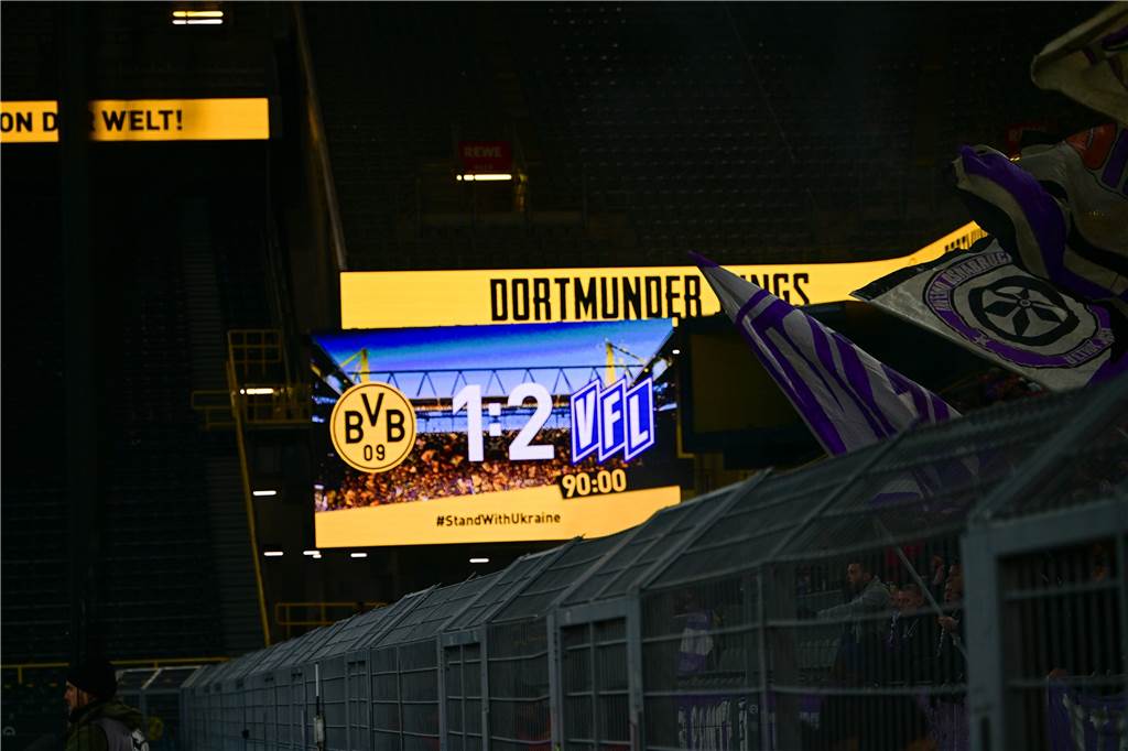BVB-U23 weiter im freien Fall: Einen übergeordneten Plan sucht man vergeblich Die Anzeigetafel im Signal Iduna Park.