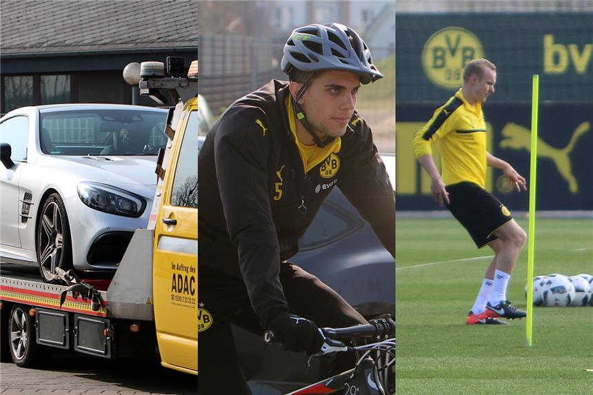 Schmelzers Auto abgeschleppt - Bartra sucht BVB-Fan Das Auto von Marcel Schmelzer wurde abgeschleppt (l.), Sebastian Rode ist wieder ins Mannschaftstraining eingestiegen (r.) und Marc Bartra such einen ganz bestimmten BVB-Fan.
