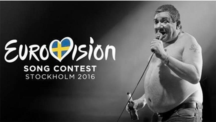 Das Banner, mit dem "Die Kassierer" beim ESC antreten wollen. 
