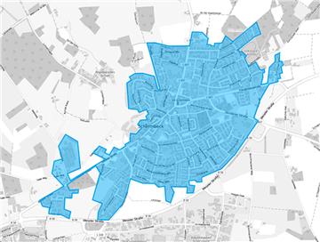 Das blau gefärbte Gebiet zeigt die Schermbecker Haushalte, die an die Glasfaser angeschlossen werden.