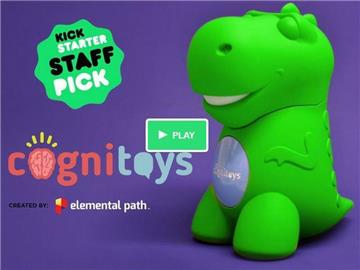 Das «Cognitoy» ist mit dem «Gehirn» des Watson ausgestattet und soll Kindern Fragen beantworten können. Bisher spricht der Dino allerdings nur Englisch. Foto: www.kickstarter.com