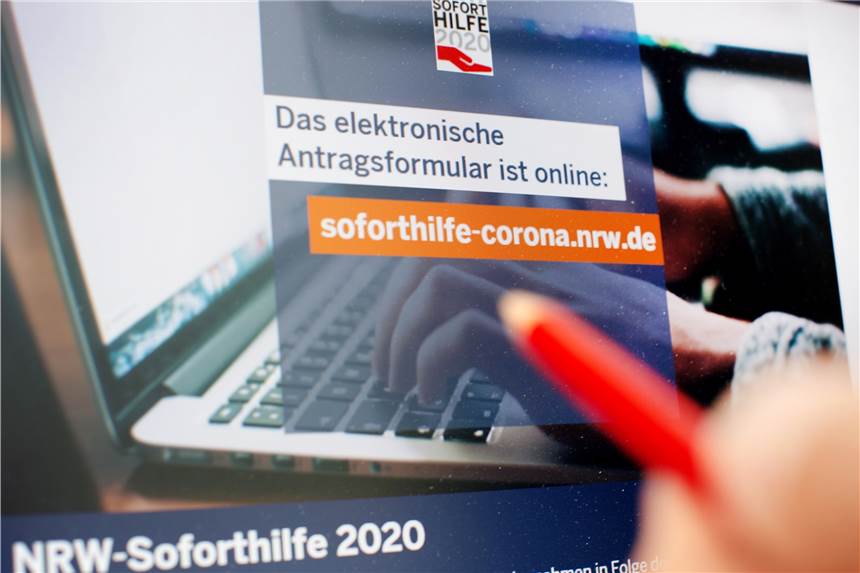 NRW zahlt Corona-Härtefallhilfen – mehr Zeit für Rückzahlungen Das Foto zeigt die Internetseite des Wirtschaftsministeriums NRW.