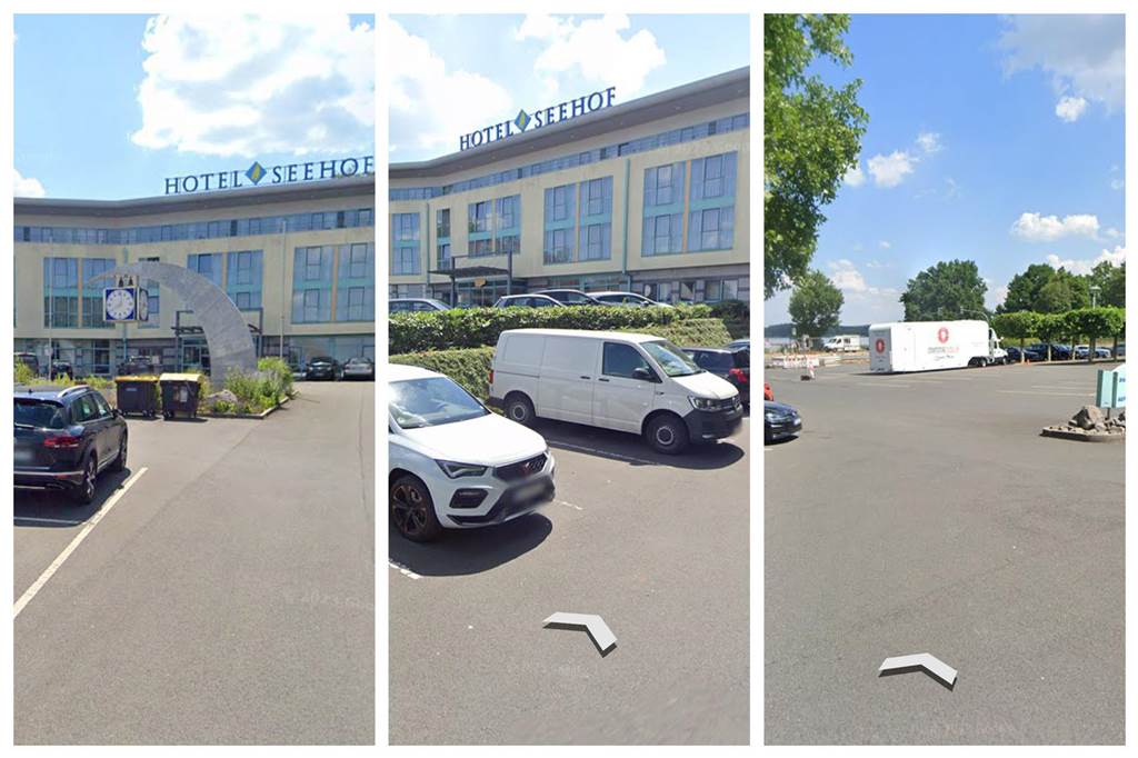 Lustige Momente durch bei Google Street View eingefangen Das Google-Auto hat eine Runde über den Parkplatz am Hotel Seehof gedreht.