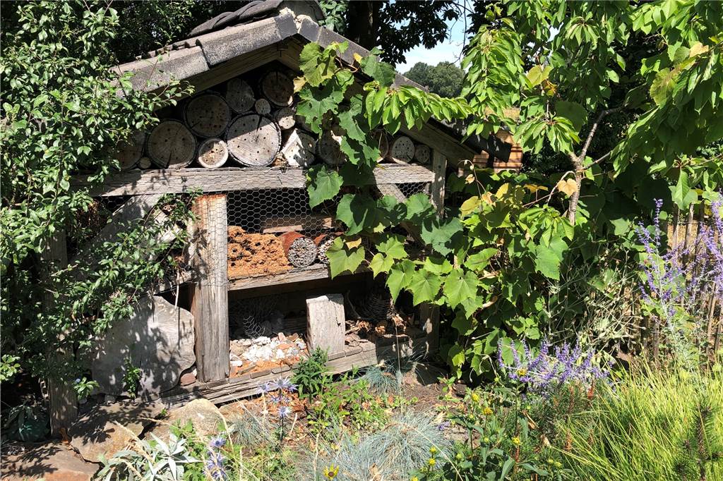 Leonore Demmer zeigt ihr Traumhaus und Gartenparadies (mit Video) Das Insektenhotel wurde mithilfe von Nachbarn angelegt.