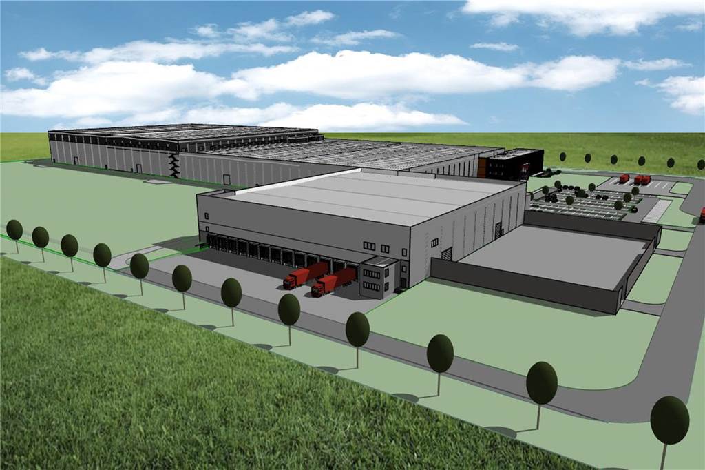 Cordes & Graefe in Selm: XXL-Bauarbeiten gehen in eine neue Phase Das ist der Blick von Nordwest, also in Richtung Werner Straße. Vorne ist die fünfte Halle zu sehen. Sollte sich das Unternehmen entscheiden, zu erweitern, baut es links davon weitere Hallen an.