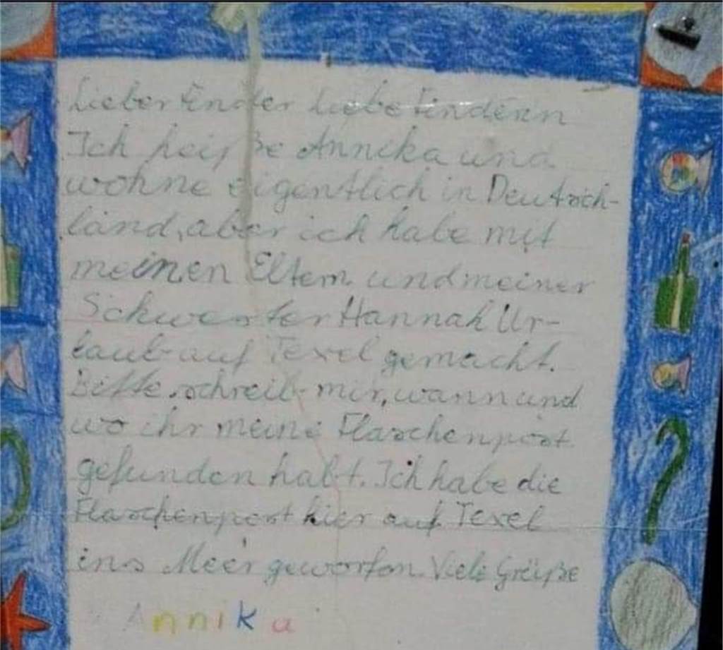 Wie ein Fundstück einer Lünerin den Weg ins Museum auf Texel fand Das ist die Flaschenpost der Lünerin Annika, die nun im Museum auf Texel ausgestellt ist.