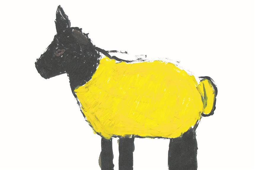 Es war einmal ein zitronengelbes Schaf … Das ist die Zeichnung des gelben Schafs von Thomas.