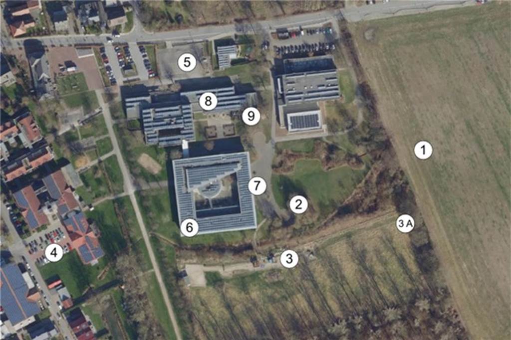 Beschluss zum Oberstufengebäude: Drei Modelle und fünf Standorte Das ist eine Übersicht der in der Analyse untersuchten Standorte für den Neubau. Die Varianten 5, 8 und 9 wurden am besten bewertet. Auch Standort 4 (Mietmodell) wird untersucht.