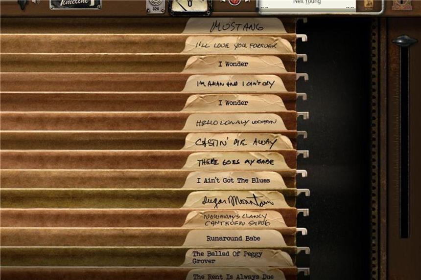 Neil-Young-Archiv mit allen Songs online Das Jahr 1964 im Neil-Young-Archiv: Wer sich für einen der Songs, die in diesem Jahr entstanden sind, interessiert, greift sich einfach die entsprechende Hängemappe. Foto: Neilyoungarchives.com/dpa-tmn