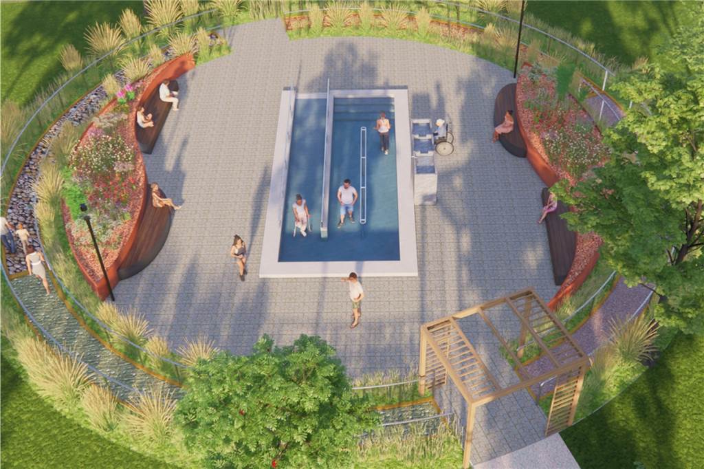Hartes Ringen um Details im geplanten Bürgerpark am Schloss Raesfeld Die Animation zeigt das geplante Kneippbecken im Bürgerpark am Schloss Raesfeld.