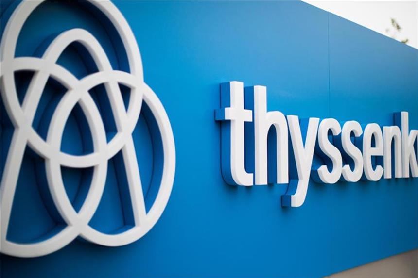 US-Hedgefonds Elliott bestätigt Einstieg bei Thyssenkrupp Das Logo der ThyssenKrupp AG. Foto: Marcel Kusch/Archiv