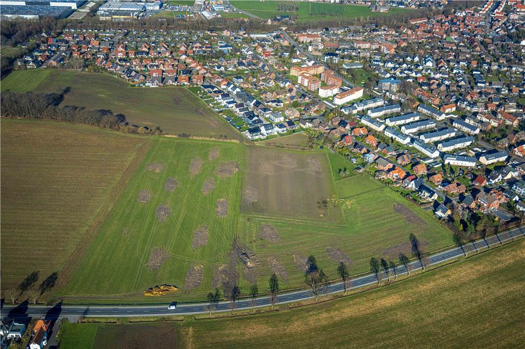 Daniel (25) findet seit Monaten keine Wohnung: „Im Internet gibt es nichts“ Das Luftbild zeigt die geplante Bebauung von der Vinckestraße bis Am Bellingholz in Werne.