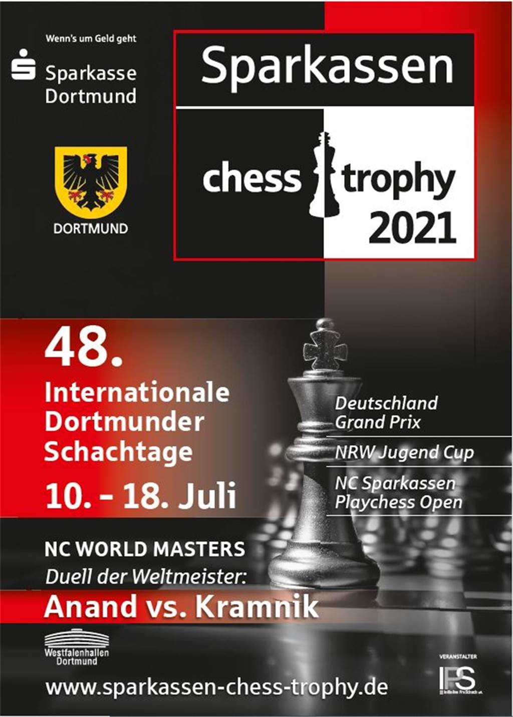Neue Regeln machen Duell der Ex-Weltmeister besonders spannend Das Plakat der 48. Internationalen Dortmunder Schaachtage.