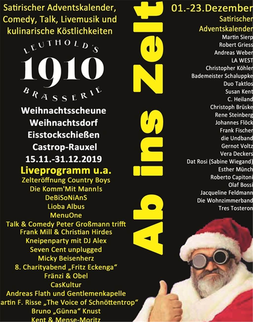 Micky Beisenherz kommt ins Castroper Adventszelt – die Schlittschuhe kann er zu Hause lassen Das Programm für den Weihnachtsmarkt steht fest.