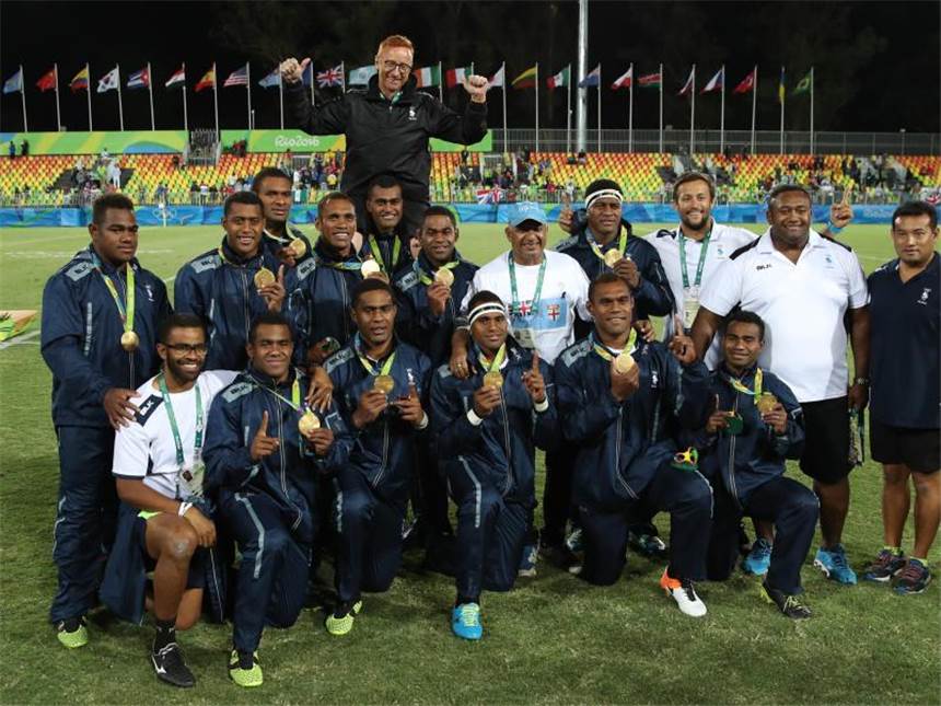 Fidschis Rugby-Triumph erinnert ans perfekte Spiel Das Rugby-Team Fidschis sorgte mit dem Olympaisieg für die erste Medaille für ihr Land überhaupt. Foto: Friso Gentsch