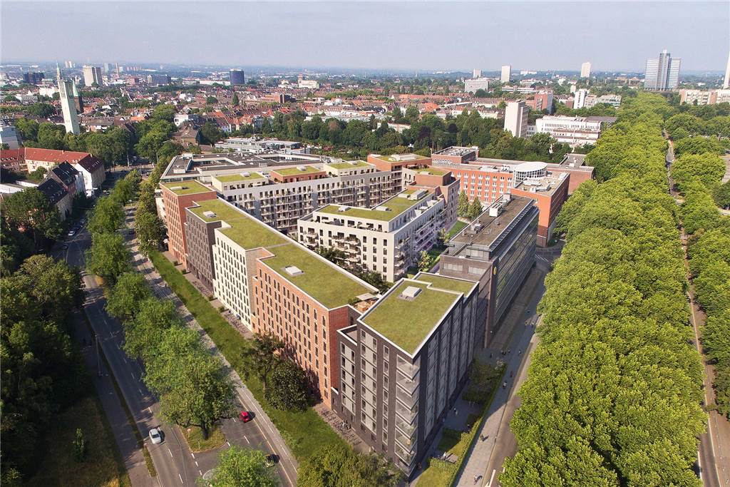 Berswordt-Quartier: Riesiges Wohnbauprojekt wächst am Rande des Kreuzviertels heran Das soll das neue Wohnprojekt aus der Vogelperspektive aussehen, wenn es einmal fertig ist. An die 600 Wohneinheiten entstehen auf der ehemaligen Parkfläche zwischen B1, Wittekind- und Lindemannstraße.